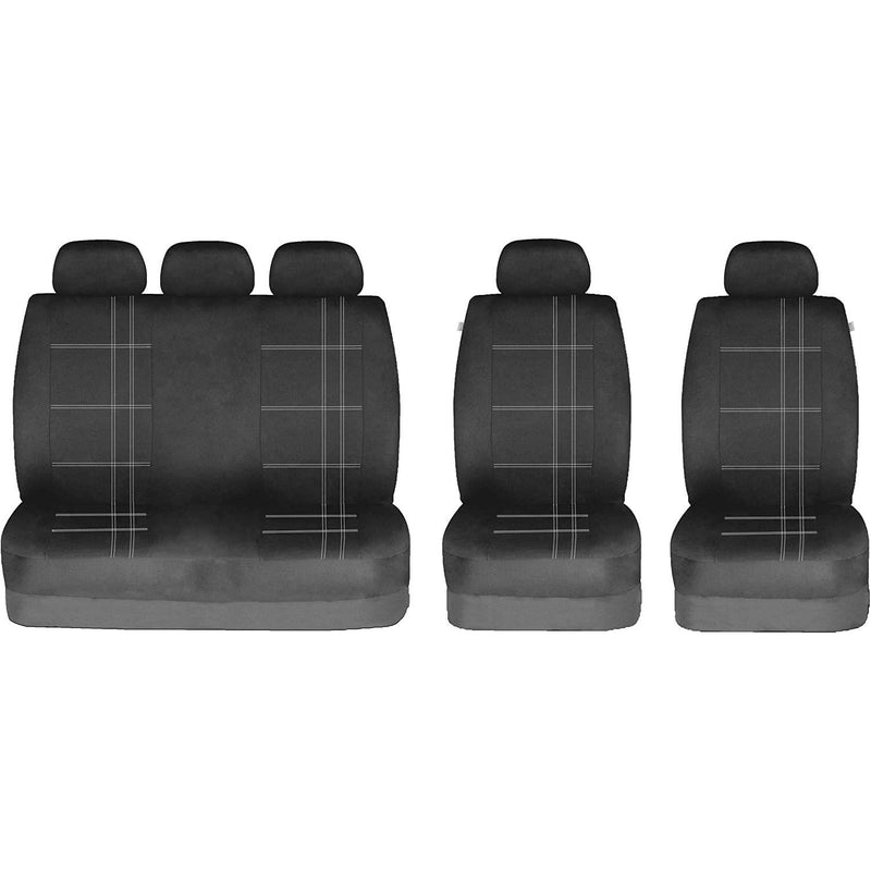 Sakura Seat Covers Checks Full Set includes Head Rest, Black/ White Sakura  - Dynamic Drive