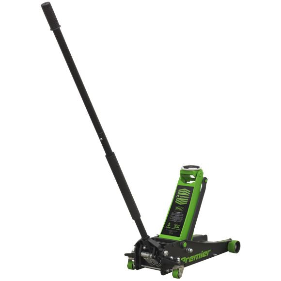 Sealey Trolley Jack 3tonne Rocket Lift Green 3040AG Sealey  - Dynamic Drive