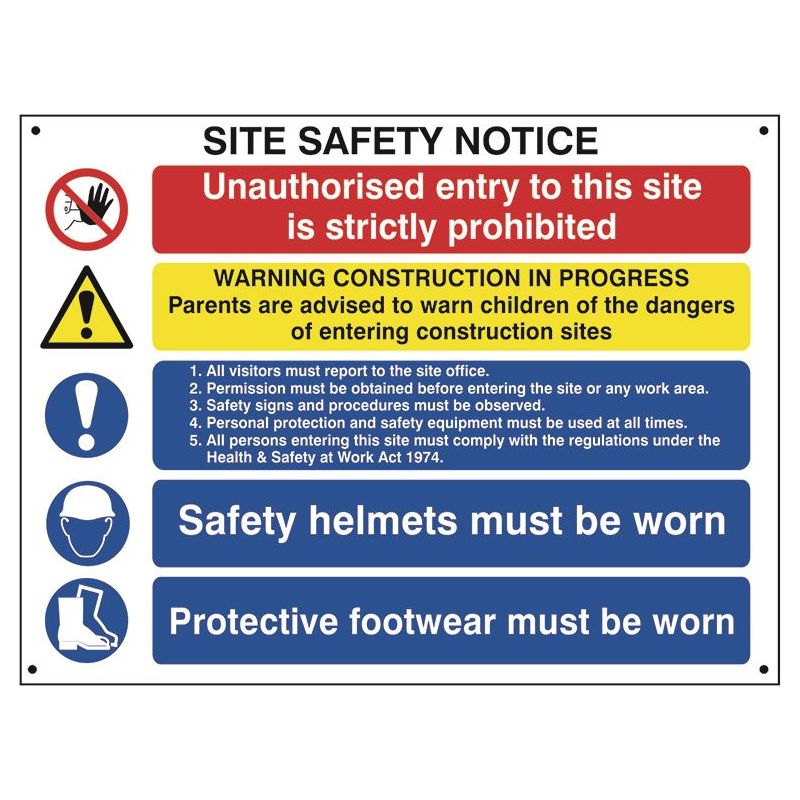 Scan Composite Site Safety Notice - FMX Sign 800 x 600mm Scan - Dynamic Drive