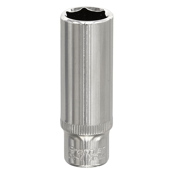 Sealey WallDrive Socket 12mm Deep 1/4"Sq Drive Fully Polished SP1412D Sealey - Dynamic Drive