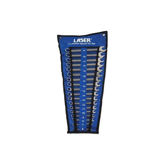 Laser Combination Spanner Set 6 - 24mm 18pc 6758 Laser - Dynamic Drive