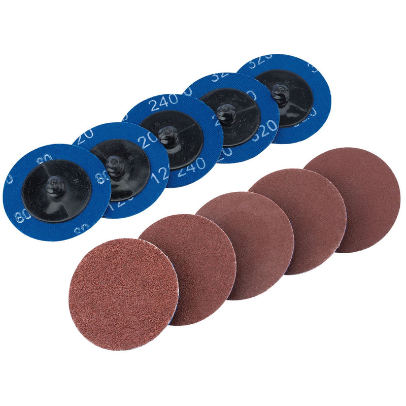 Draper Assorted Aluminium Oxide Sanding Discs, 50mm (Pack of 10) 75615 Draper - Dynamic Drive