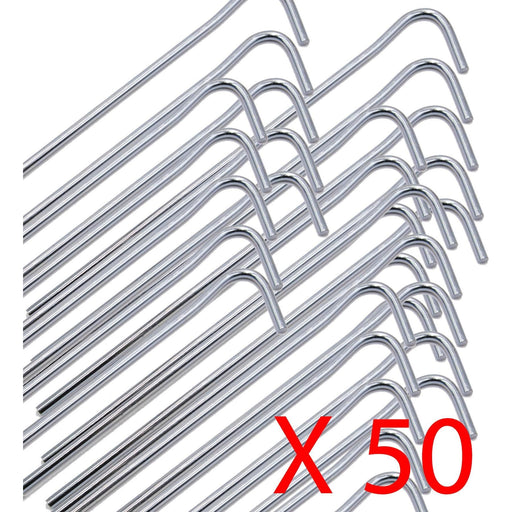 50 x 8" Heavy Duty Galvanised Steel Tent Pegs Metal Camping Ground Sheet Anchor Via Mondo  - Dynamic Drive