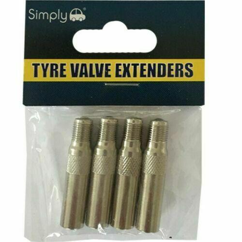 Pack Of 4 Metal Schrader Tyre Valve Extensions [VAL103] 40 mm Long Simply - Dynamic Drive