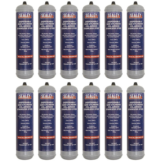 Sealey Disposable Carbon Dioxide/Argon Gas Cylinder 100g - Box of 12 Sealey - Dynamic Drive