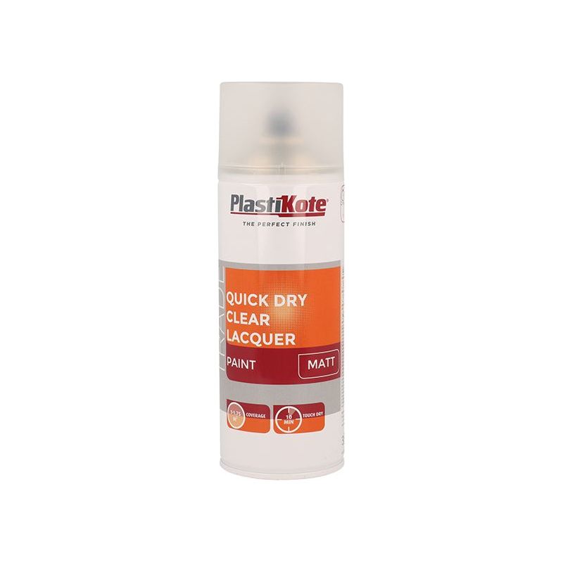 Plastikote Trade Quick Dry Clear Lacquer Spray Matt 400ml PlastiKote - Dynamic Drive