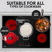 Baridi Integrated Ceramic Hob with 5 Cooking Zones 77cm - Black Glass Baridi - Dynamic Drive