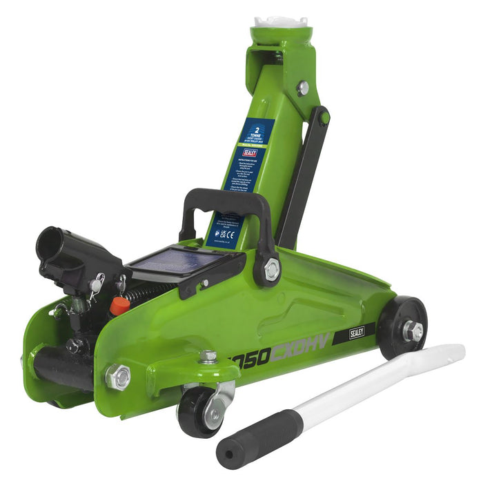 Sealey Short Chassis Trolley Jack with Storage Case 2 Tonne - Green 1050CXDHV Sealey - Dynamic Drive