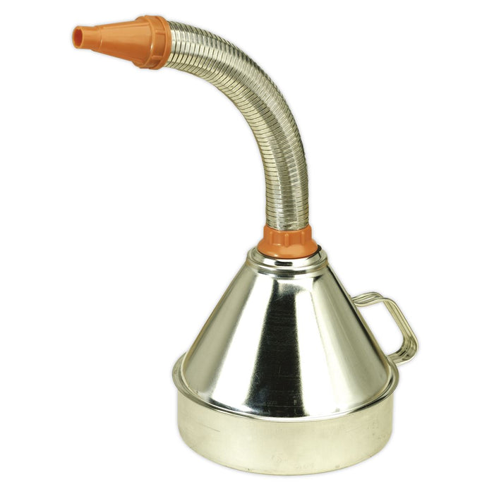 Sealey Funnel Metal with Flexible Spout & Filter 200mm FM20F Sealey  - Dynamic Drive