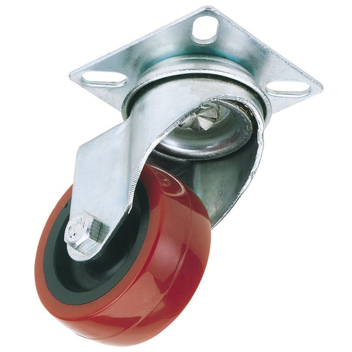 Draper Swivel Plate Fixing Polyurethane Wheel, 75mm Diameter, S.W.L. 70kg 65513 Draper - Dynamic Drive