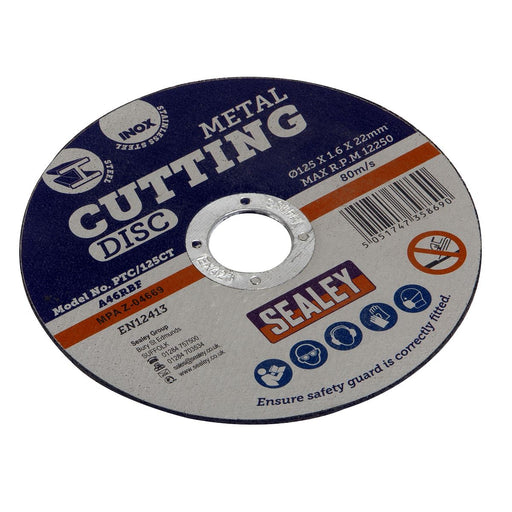 Sealey Cutting Disc125 x 1.6mm 22mm Bore PTC/125CT Sealey - Dynamic Drive