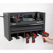 Sealey Power Tool Storage Rack 560mm with Drawer & Power Strip AP22SRBE Sealey - Dynamic Drive