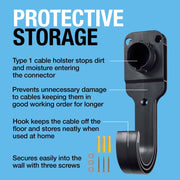Ring Automotive REVA108 type 1 EV cable wall hook and holster Ring Automotive - Dynamic Drive