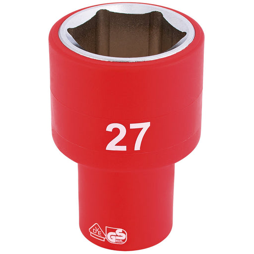 Draper Fully Insulated VDE Socket, 1/2" Sq. Dr., 27mm 31964 Draper - Dynamic Drive