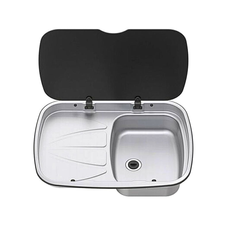 Thetford Argent Sink with Left Hand Drainer and Black Glass Lid Thetford - Dynamic Drive