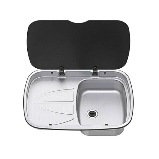 Thetford Argent Sink with Left Hand Drainer and Black Glass Lid Thetford - Dynamic Drive
