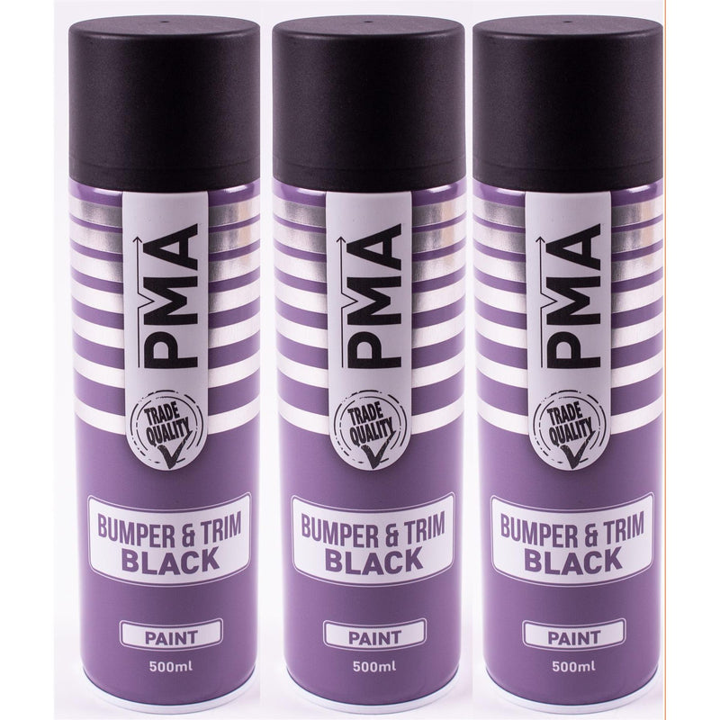 3x Autotek Professional Black Bumper and Trim 500ml Spray Paint High Coverage Autotek - Dynamic Drive