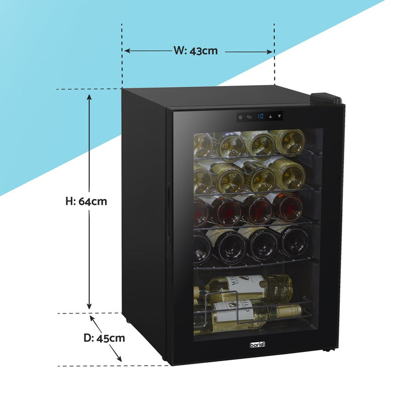 Baridi 20 Bottle Wine Cooler Fridge with Touchscreen Controls & LED Light - Black Baridi  - Dynamic Drive