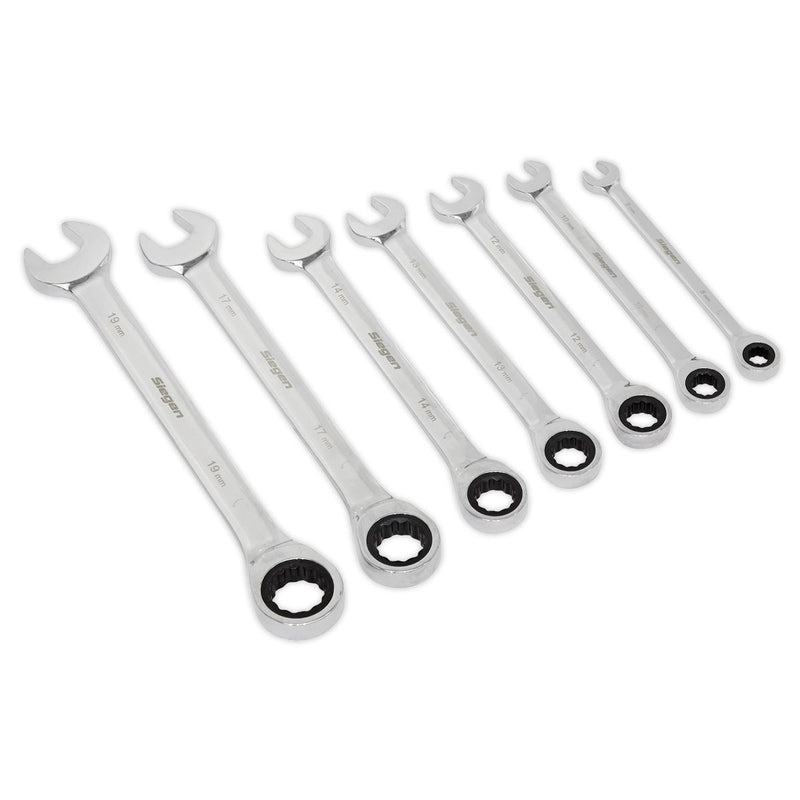 Sealey Ratchet Combination Spanner Set 7pc Metric S01142 Sealey - Dynamic Drive