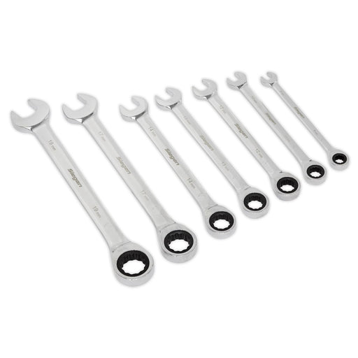 Sealey Ratchet Combination Spanner Set 7pc Metric S01142 Sealey - Dynamic Drive