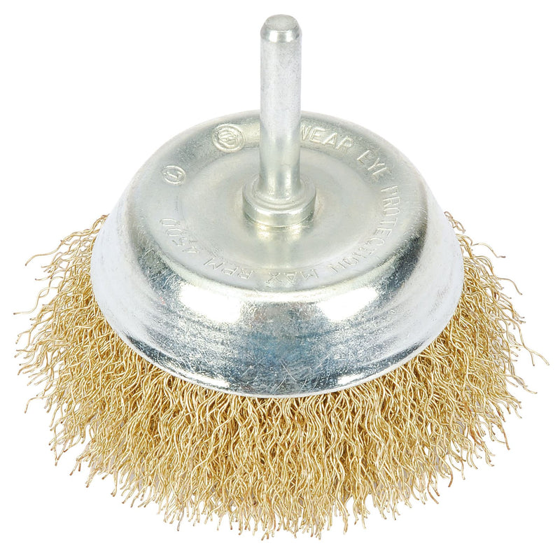 Draper Brassed Steel Crimped Wire Cup Brush, 75mm 41433 Draper - Dynamic Drive