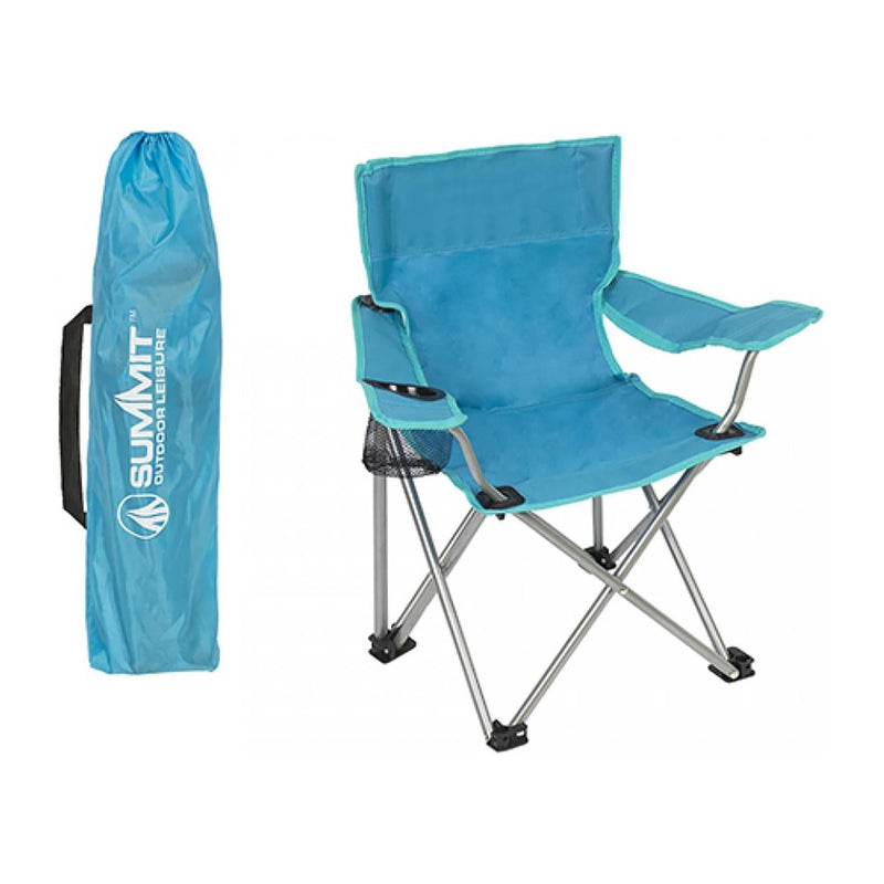 Blue Junior Camping Chairs Kids Outdoor Portable Picnic Beach Folding Seat Summit  - Dynamic Drive