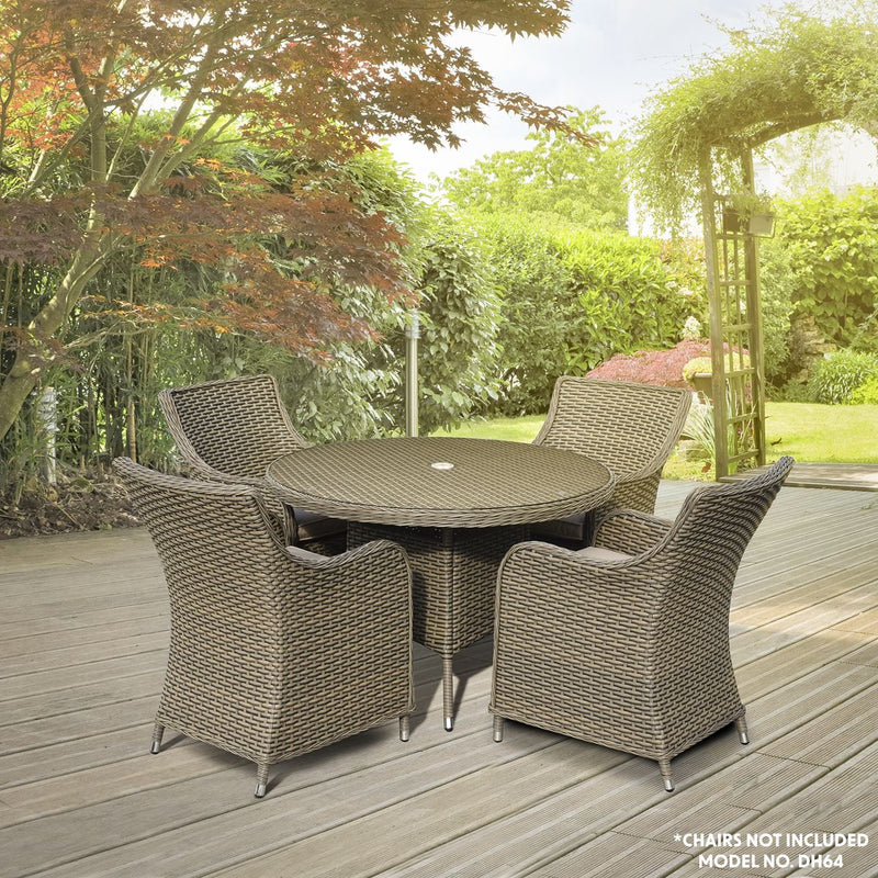 Dellonda Chester Rattan Wicker Round Outdoor Dining Table Tempered Glass Top Dellonda - Dynamic Drive