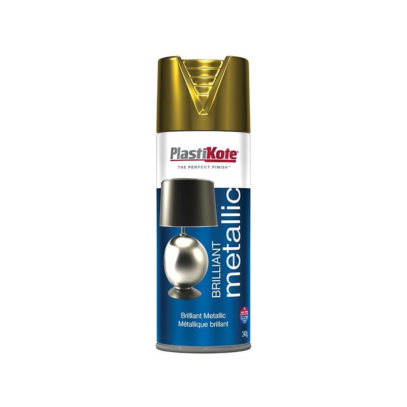 Plastikote Brilliant Metallic Spray Gold 400ml PlastiKote - Dynamic Drive
