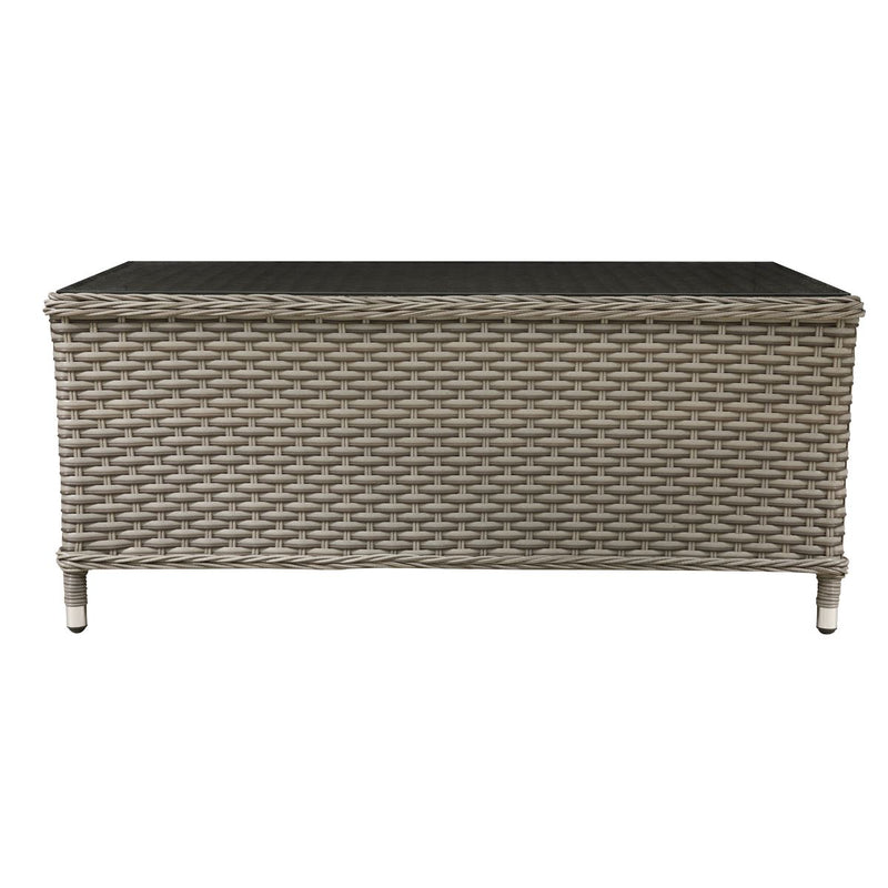 Dellonda Chester Rattan Wicker Outdoor Balcony Table with Tempered Glass Top Dellonda - Dynamic Drive