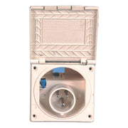 Mains 230V 16A Flush Hook Up Socket White Caravan VW Camper Van VW RV Motorhome Powerpart - Dynamic Drive