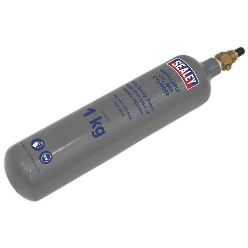 Sealey Gas Cylinder Refillable Carbon Dioxide 1kg CO2/1KG Sealey - Dynamic Drive