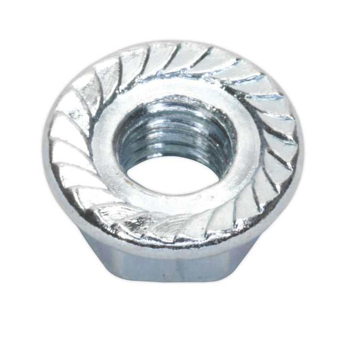 Sealey Flange Nut Serrated M6 Zinc DIN 6923 Pack of 100 FN6 Sealey  - Dynamic Drive