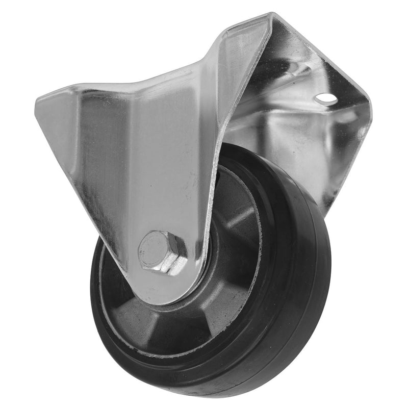 Sealey Heavy-Duty Rubber Fixed Plate Castor Wheel125mm Trade SCW5125FPEM Sealey - Dynamic Drive