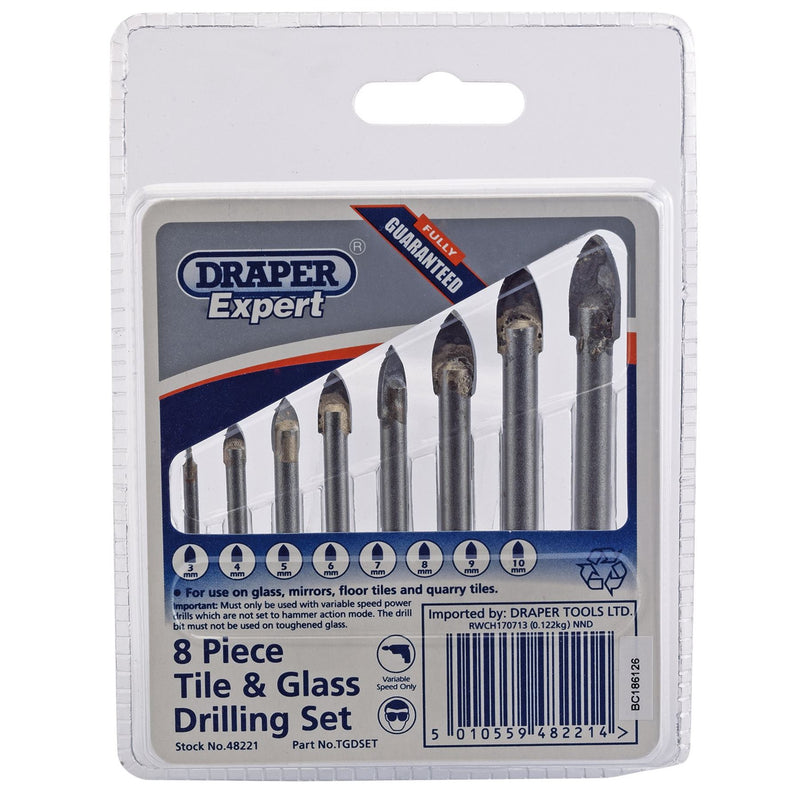 Draper Tile and Glass Drilling Set (8 Piece) 48221 Draper - Dynamic Drive