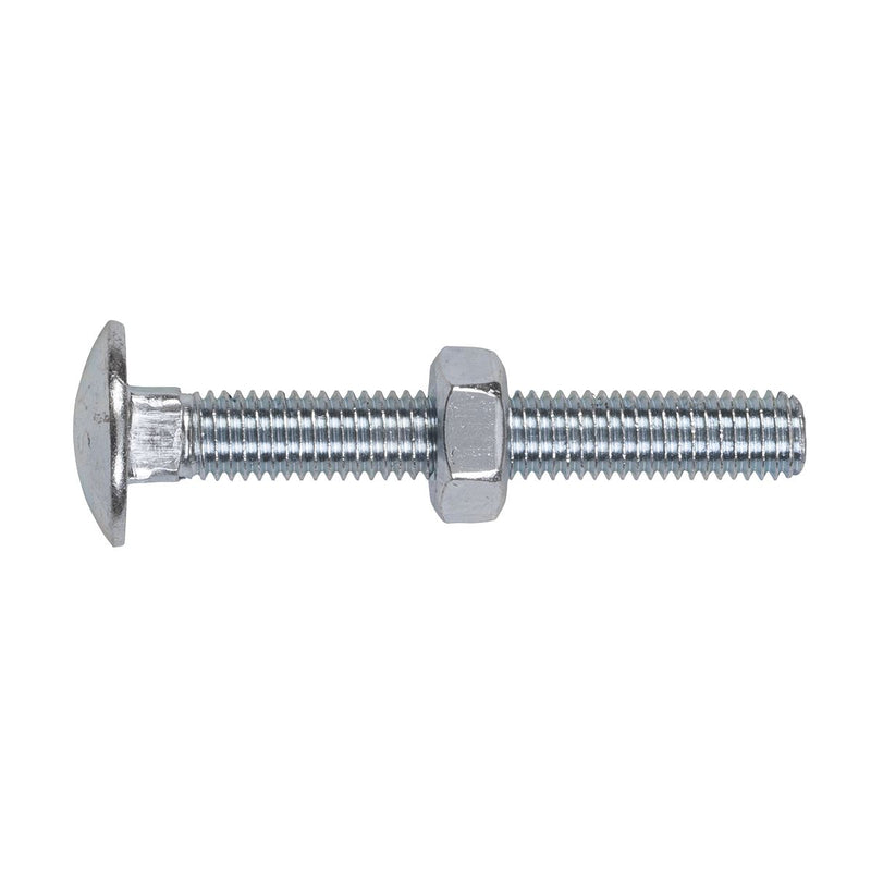 Sealey Coach Bolt & Nut M10 x 75mm Zinc DIN 603 Pack of 50 CBN1075 Sealey  - Dynamic Drive