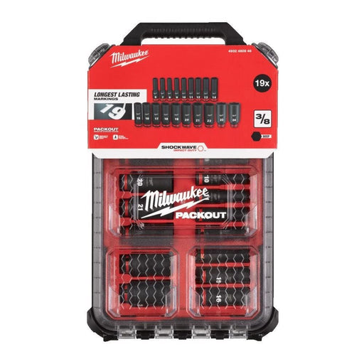 Milwaukee 4932480946 3/8 Drive Packout Deep Impact Shockwave Socket Set 19 Piece Milwaukee - Dynamic Drive