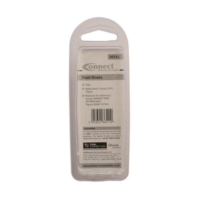 Connect Push Rivet - for GM, Suzuki, for Toyota 10pc 36511 Tool Connection - Dynamic Drive