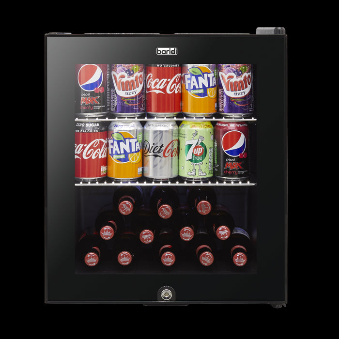 Baridi 50L Table Top Beer & Drinks Mini Fridge 3-10C Light Black & Glass Baridi  - Dynamic Drive