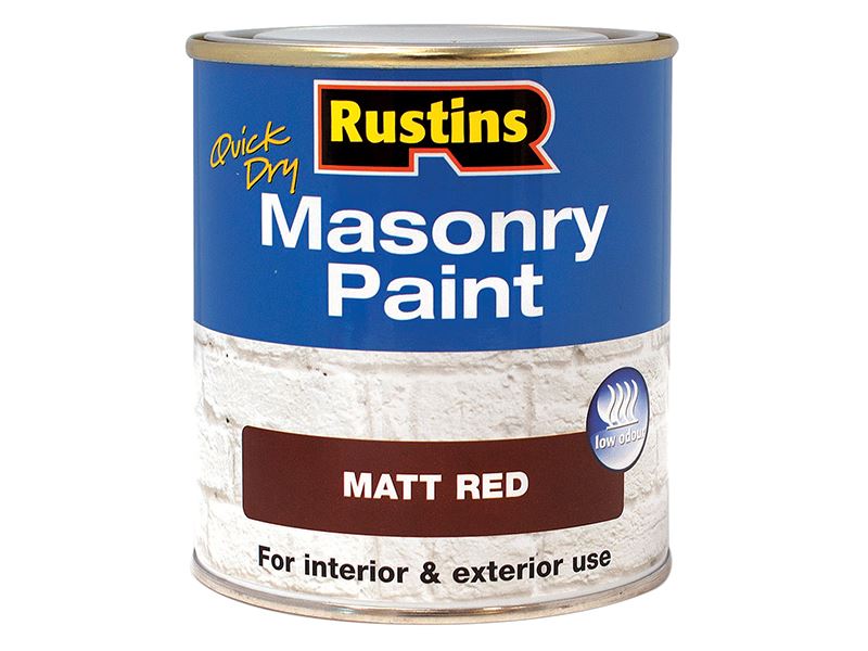 Rustins Quick Dry Masonry Paint Matt Red 500ml Rustins - Dynamic Drive