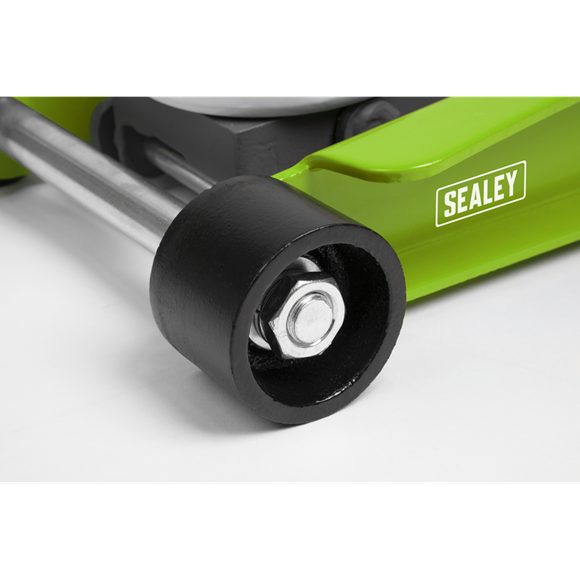 Sealey Trolley Jack 2.25 Tonne Low Profile Rocket Lift Hi-Vis Green 2001LEHV Sealey - Dynamic Drive