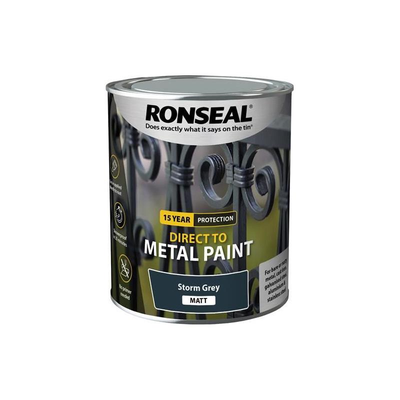 Ronseal Direct to Metal Paint Storm Grey Matt 750ml Ronseal - Dynamic Drive