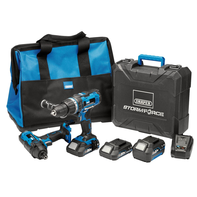 Draper Storm Force 20V Cordless Impact Kit (7 Piece) 40448 Draper - Dynamic Drive