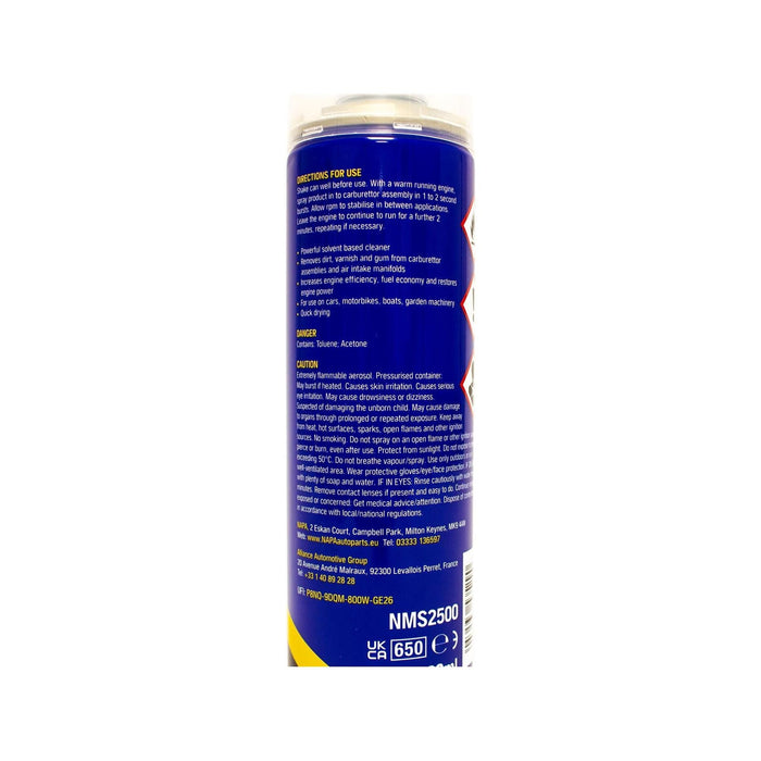 6x NAPA Carb Cleaner Spray Carburettor Intake Spray Cleaner Professional 500Ml NAPA - Dynamic Drive