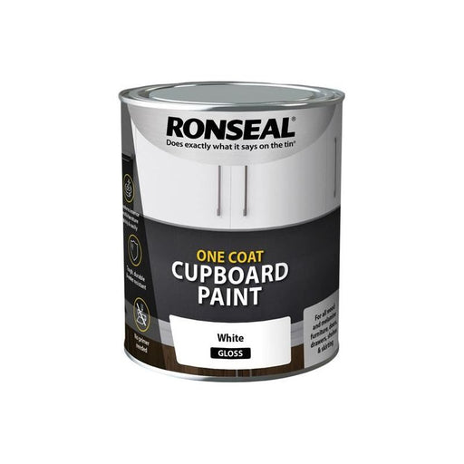 Ronseal One Coat Cupboard Paint White Gloss 750ml Ronseal - Dynamic Drive