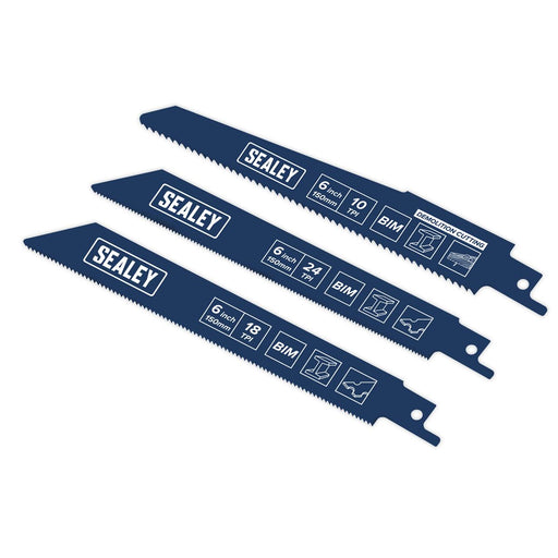 Sealey Reciprocating Saw Blade Set 3pc 150mm Sealey - Dynamic Drive
