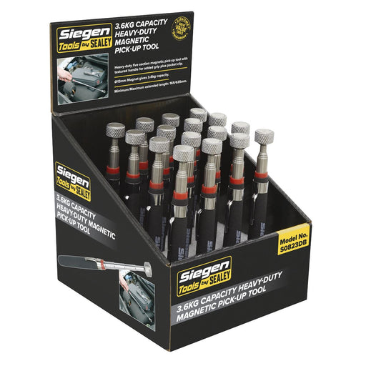 Sealey Heavy-Duty Magnetic Pick-Up Tool 3.6kg Capacity Display Box of 16 S0823DB Siegen by Sealey - Dynamic Drive