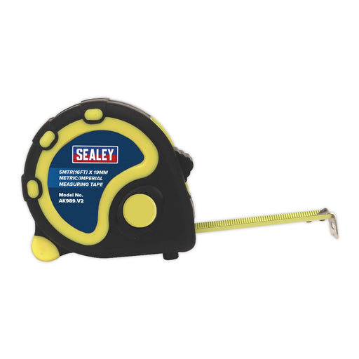 Sealey Rubber Measuring Tape 5m(16ft) x 19mm Metric/Imperial AK989 Sealey  - Dynamic Drive