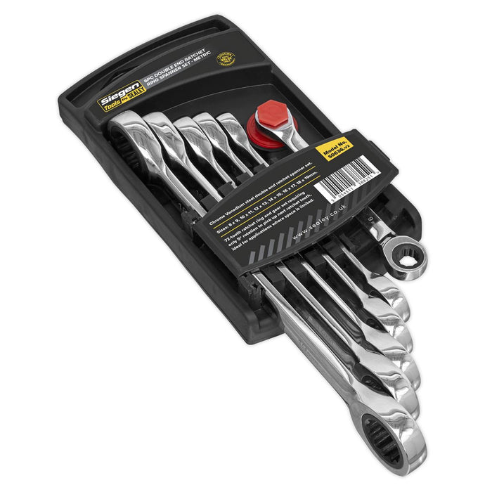 Seigen by Sealey Double End Ratchet Ring Spanner Set 6pc Metric S0636 Seigen by Sealey  - Dynamic Drive