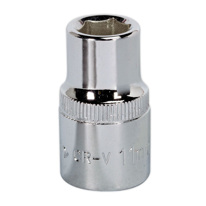 Sealey WallDrive Socket 11mm 1/2"Sq Drive Fully Polished SP1211 Sealey - Dynamic Drive