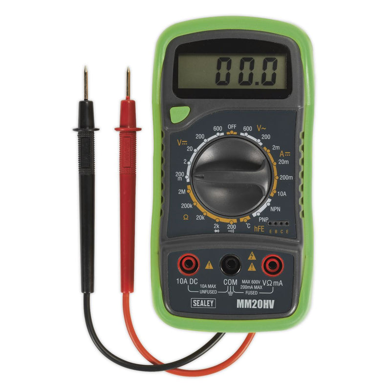 Sealey Digital Multimeter 8-Function with Thermocouple Hi-Vis mm20HV Sealey - Dynamic Drive